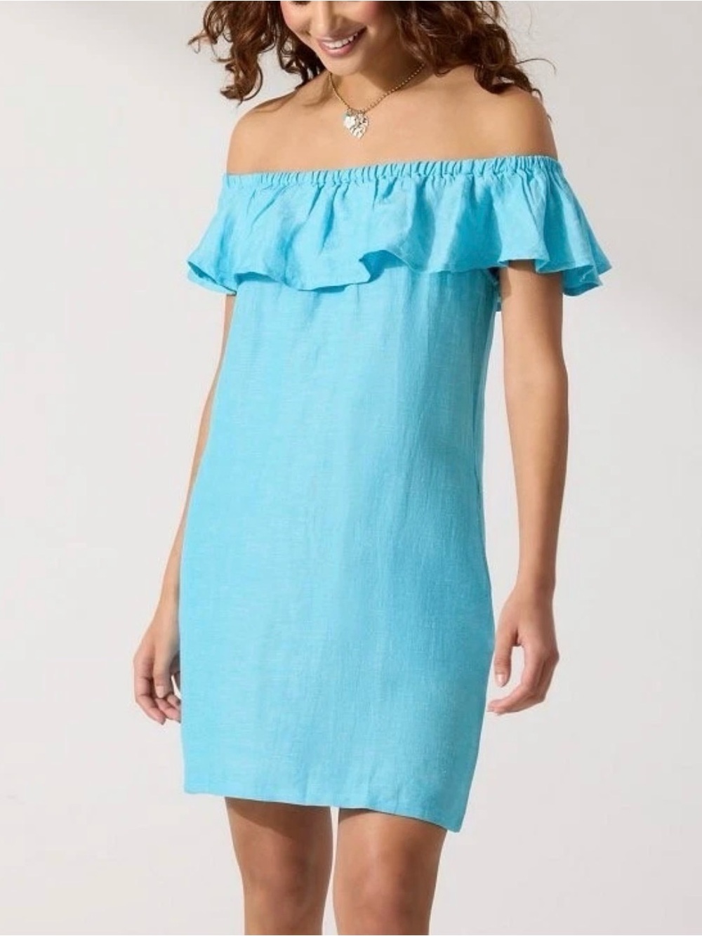 Tommy Bahama One-Shoulder Ruffle Dress in Aqua Size M